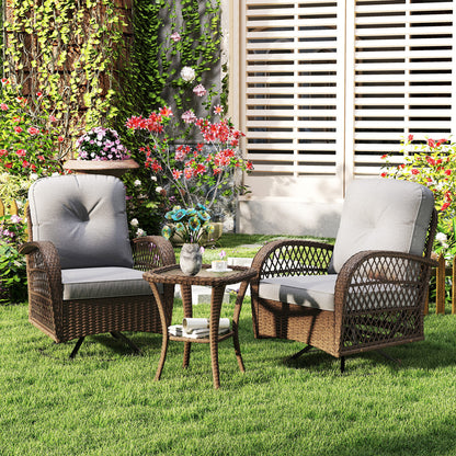 3 Piece Patio Swivel Rocker Set, With Glass Side Table, Gray Patio Rocking Chairs & Gliders at Gallery Canada