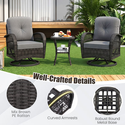 3 Piece Patio Swivel Rocker Set, Dark Gray Patio Rocking Chairs & Gliders at Gallery Canada