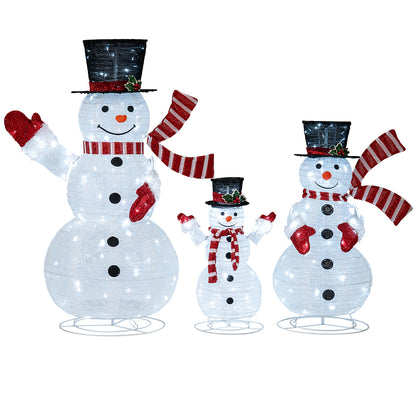 3-Piece Pre-Lit 3D Snowman Set, 270 LED Lights, Multicolor Christmas Decor & Accessories at Gallery Canada