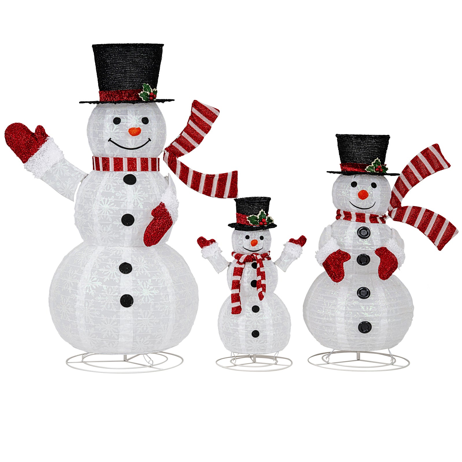 3-Piece Pre-Lit 3D Snowman Set, 270 LED Lights, Multicolor Christmas Decor & Accessories at Gallery Canada