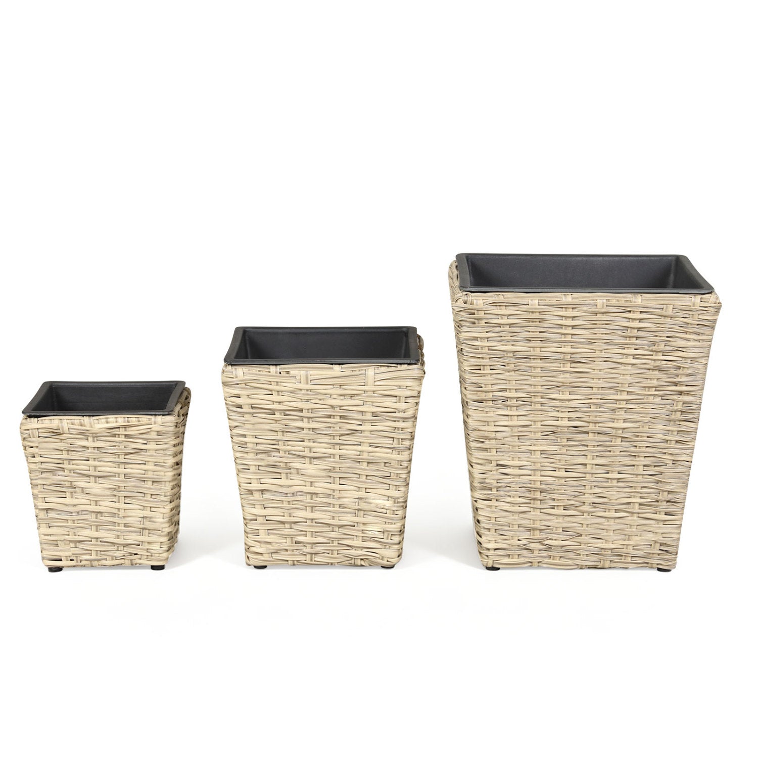 3-Piece Rattan Planter Box Kit with Liners, Natural Raised Garden Beds at Gallery Canada
