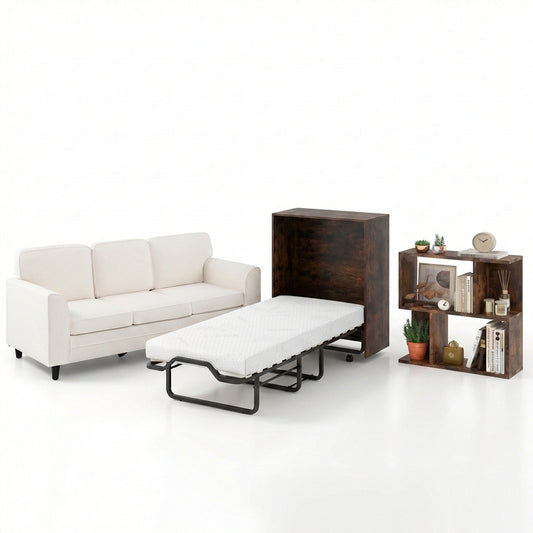 3-Piece Living Room Set, Teddy Sofa, Bookshelf, Foldable Murphy Bed Folding Beds Options at Gallery Canada