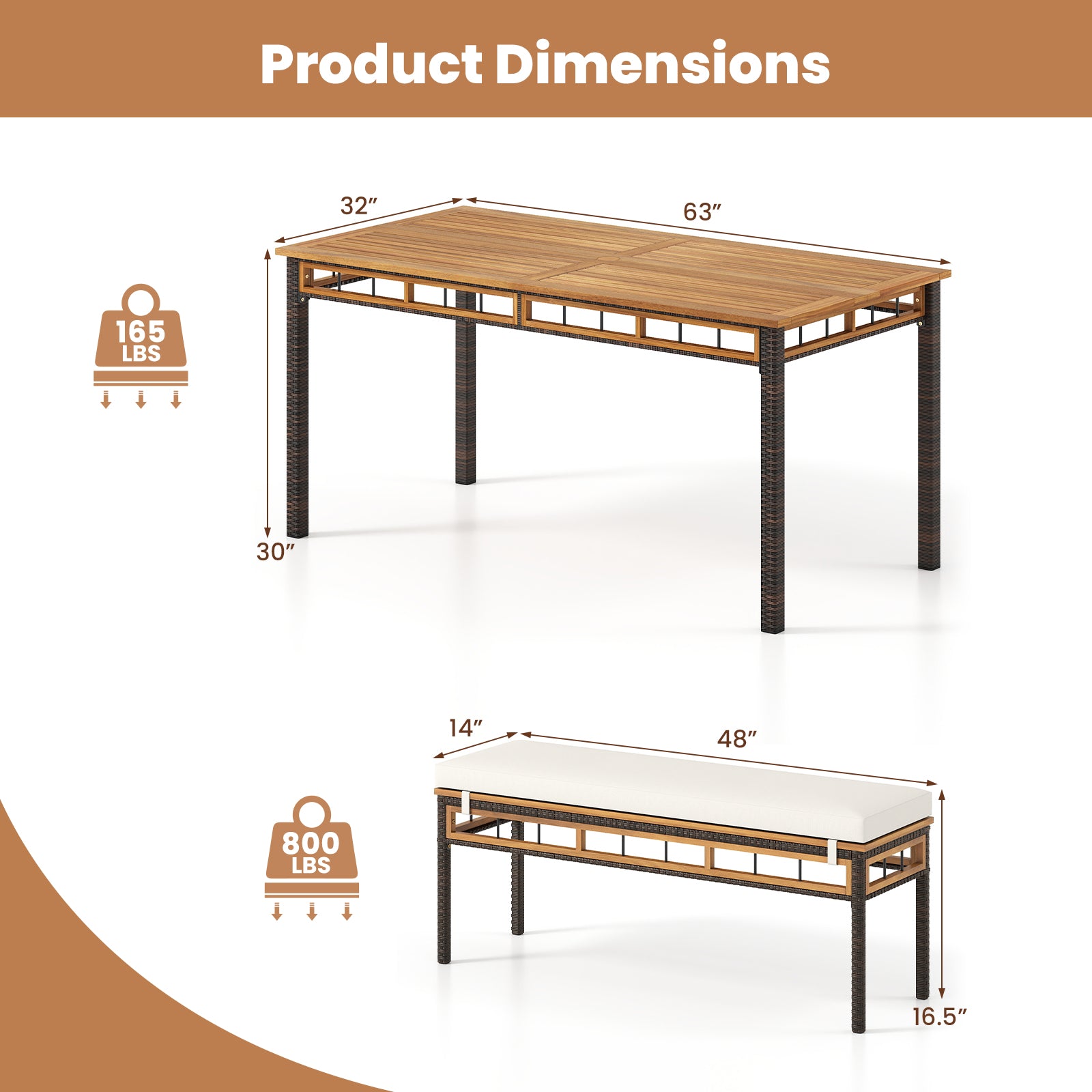 3 Pieces Acacia Wood Patio Dining Set for Deck and Backyard Patio Dining Sets at Gallery Canada