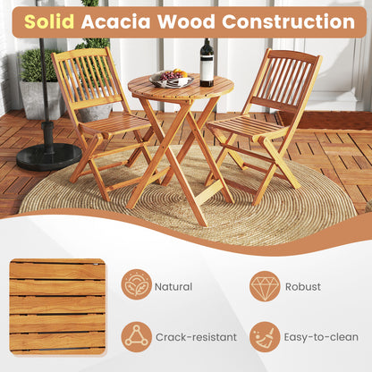 Acacia Wood Patio Folding Bistro Set, Black Patio Conversation Sets at Gallery Canada