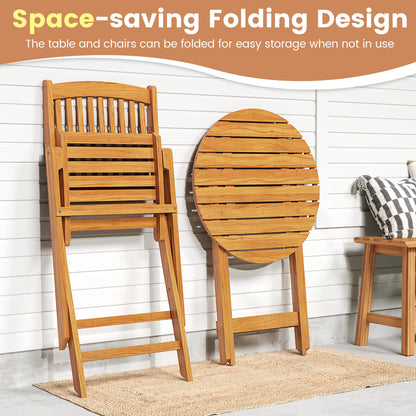 Acacia Wood Patio Folding Bistro Set, Black Patio Conversation Sets at Gallery Canada