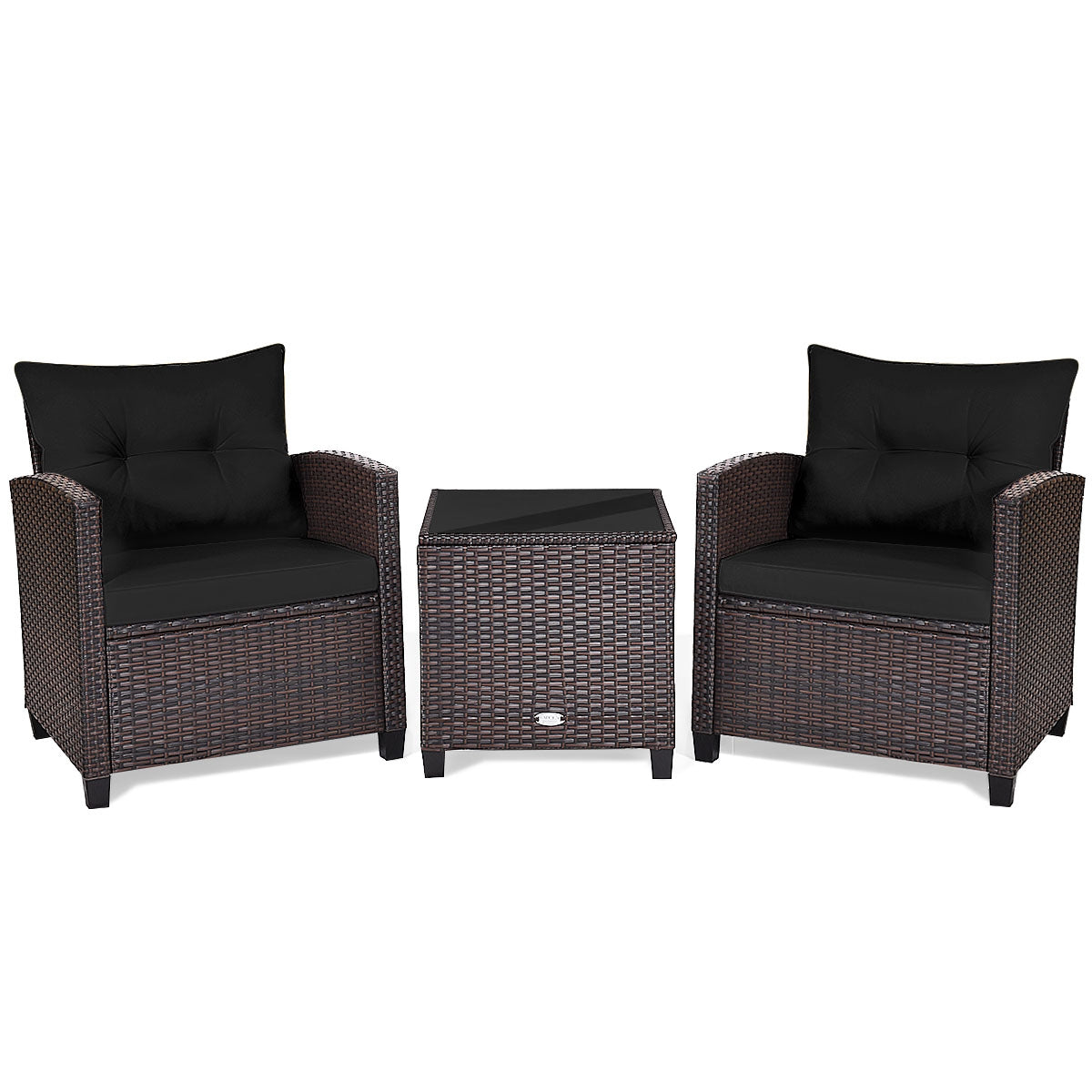 3 Piece Rattan Patio Set With Coffee Table, Black Patio Conversation Sets Black at Gallery Canada