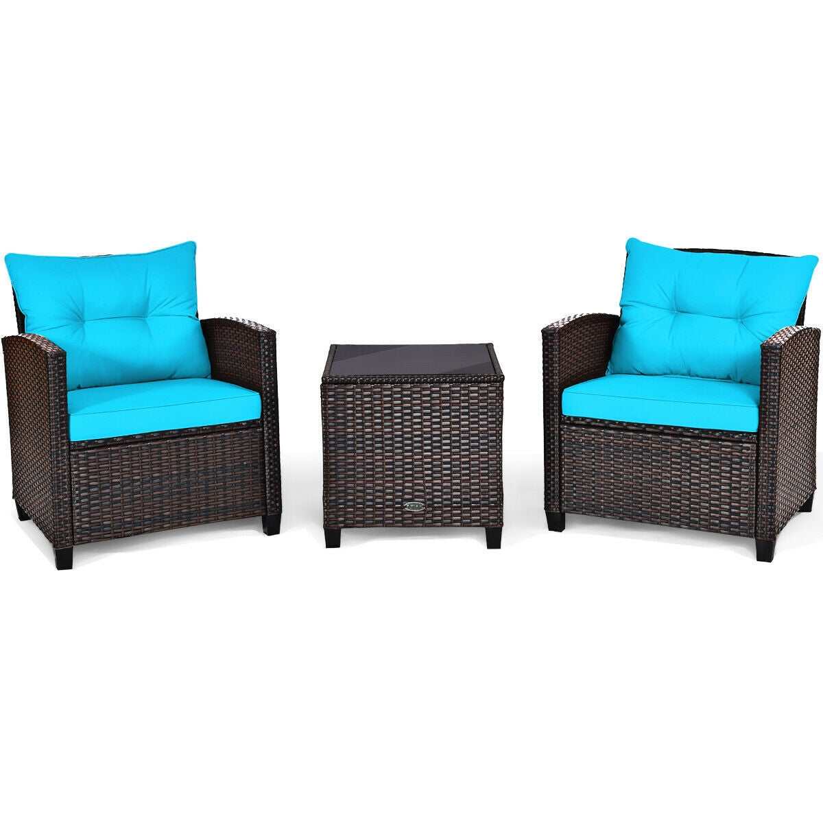 3-Piece Rattan Patio Set With Coffee Table, Turquoise Patio Conversation Sets at Gallery Canada