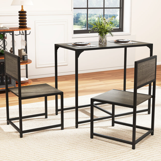 Compact Dining Set, 3 Pieces, Oak, Metal Frame, Small Space Kitchen & Dining at Gallery Canada