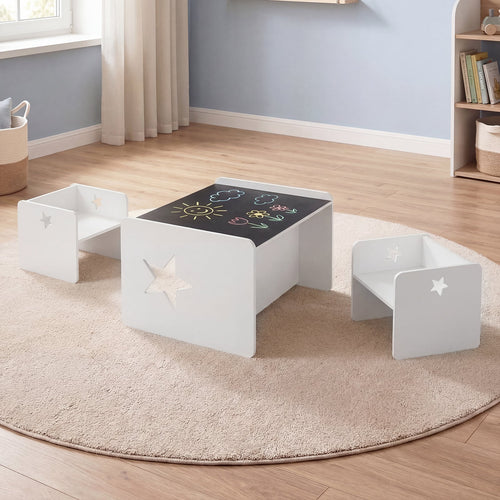 Kids Table And Chair Set, 3 Pieces, White