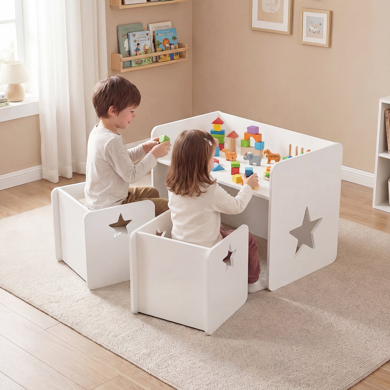 Kids Table And Chair Set, 3 Pieces, White Kids Table & Chair Sets at Gallery Canada