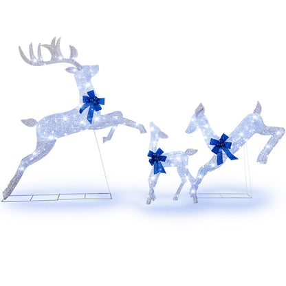 3 Piece Lighted Christmas Reindeer Family Set, 255 Lights, White Christmas at Gallery Canada