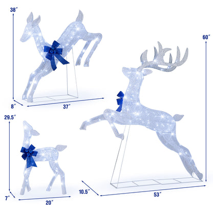3 Piece Lighted Christmas Reindeer Family Set, 255 Lights, White Christmas at Gallery Canada