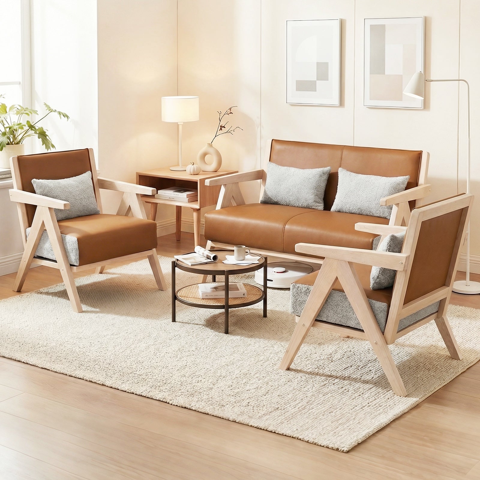 3-Piece Living Room Set, Rubber Wood Frame, Brown Sofas & Loveseats at Gallery Canada