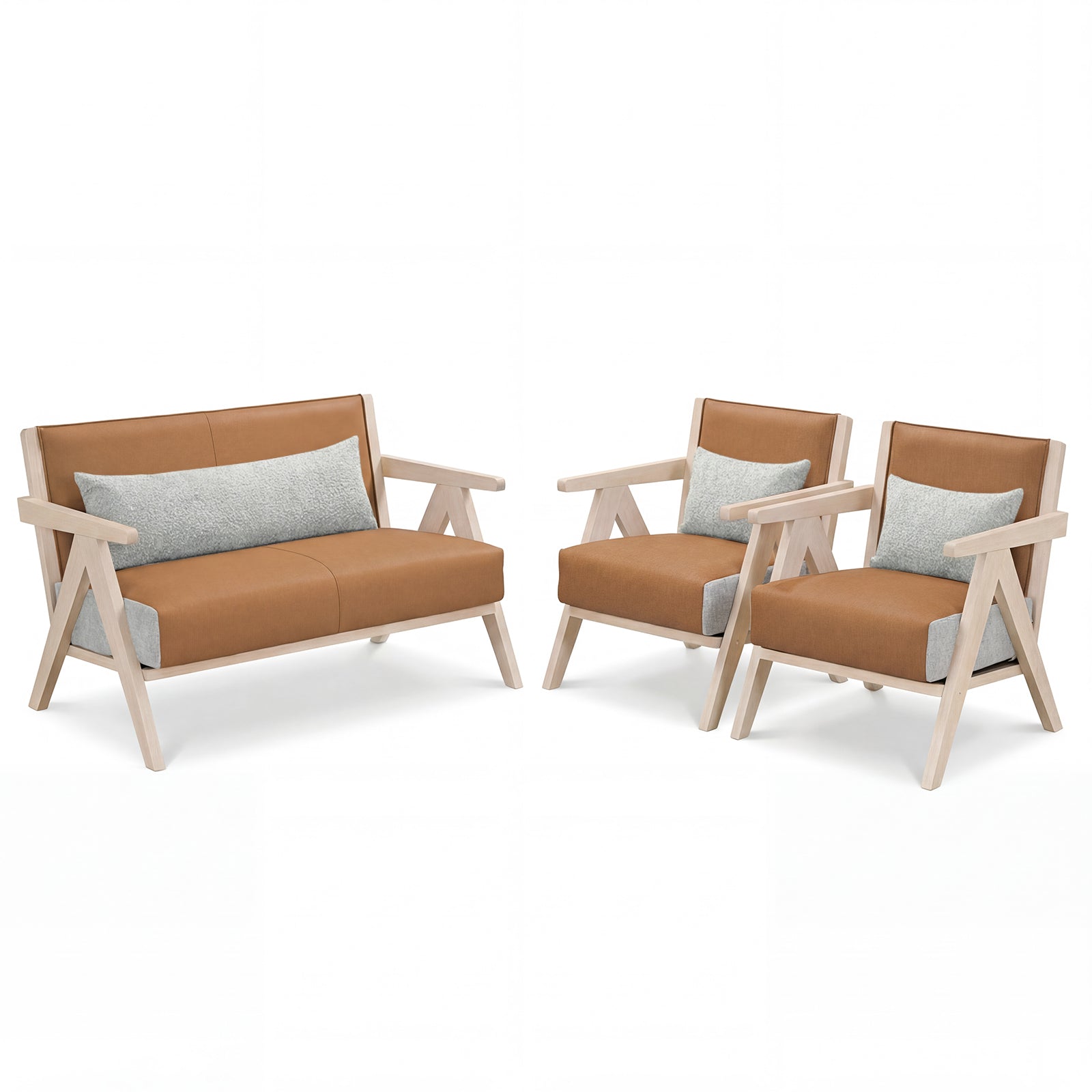 3-Piece Living Room Set, Rubber Wood Frame, Brown Sofas & Loveseats at Gallery Canada