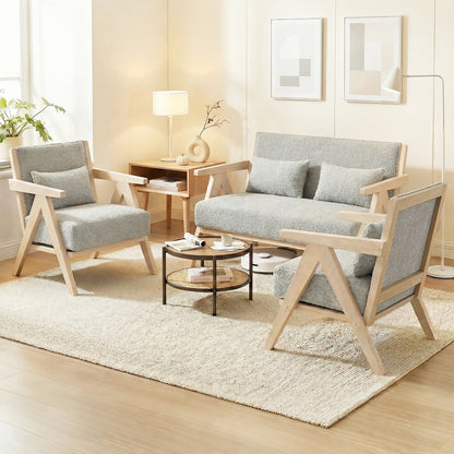 3-Piece Living Room Set, Rubber Wood Frame, Gray Sofas & Loveseats at Gallery Canada