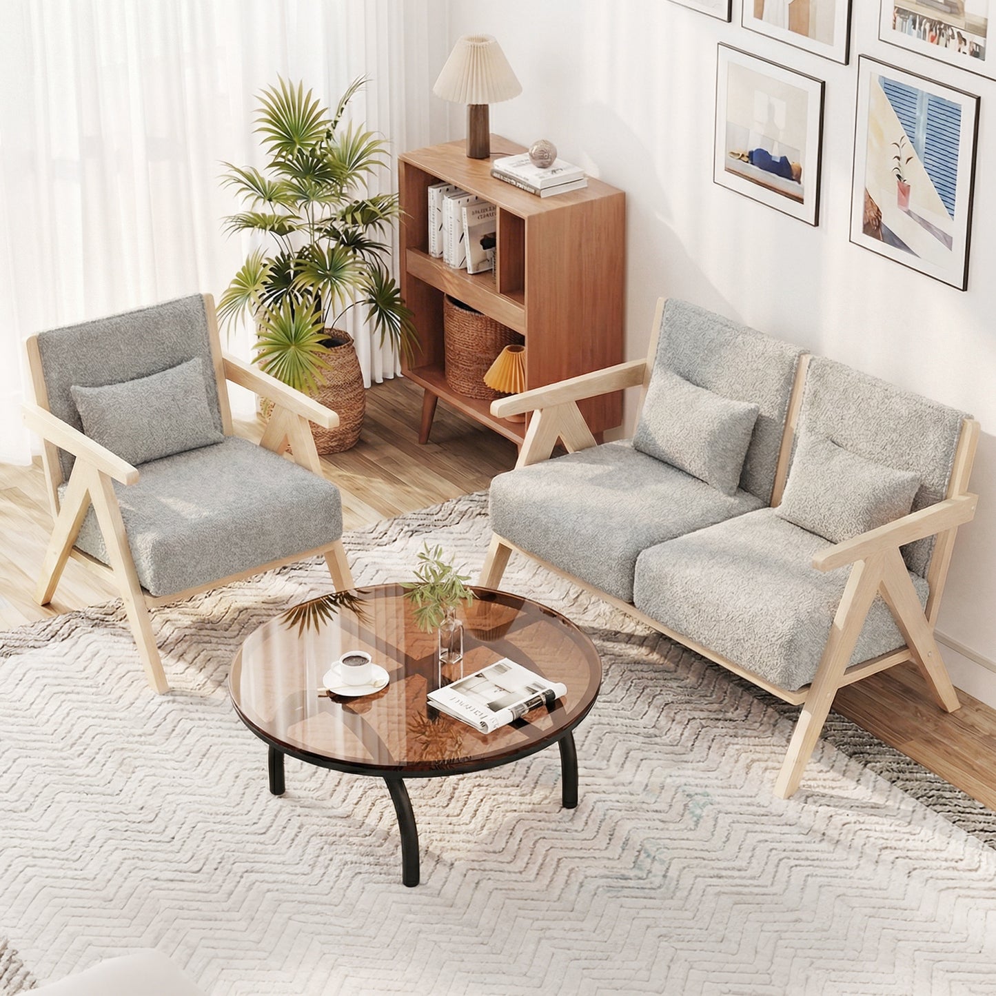3-Piece Living Room Set, Rubber Wood Frame, Gray Sofas & Loveseats at Gallery Canada