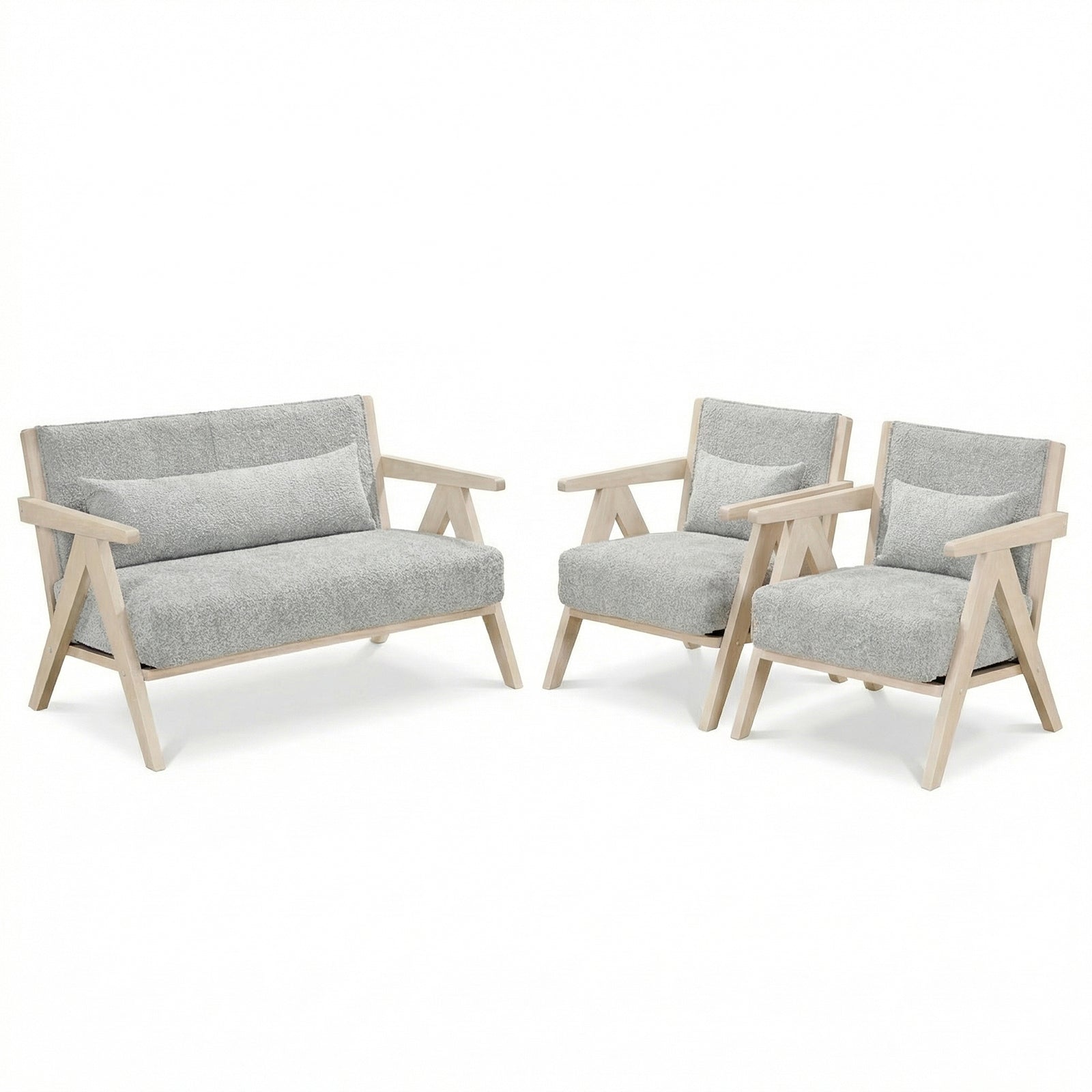 3-Piece Living Room Set, Rubber Wood Frame, Gray Sofas & Loveseats at Gallery Canada