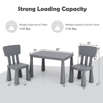 Kids Play Table And Chair Set, 3 Pieces, Gray Kids Table & Chair Sets at Gallery Canada