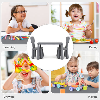 Kids Play Table And Chair Set, 3 Pieces, Gray Kids Table & Chair Sets at Gallery Canada