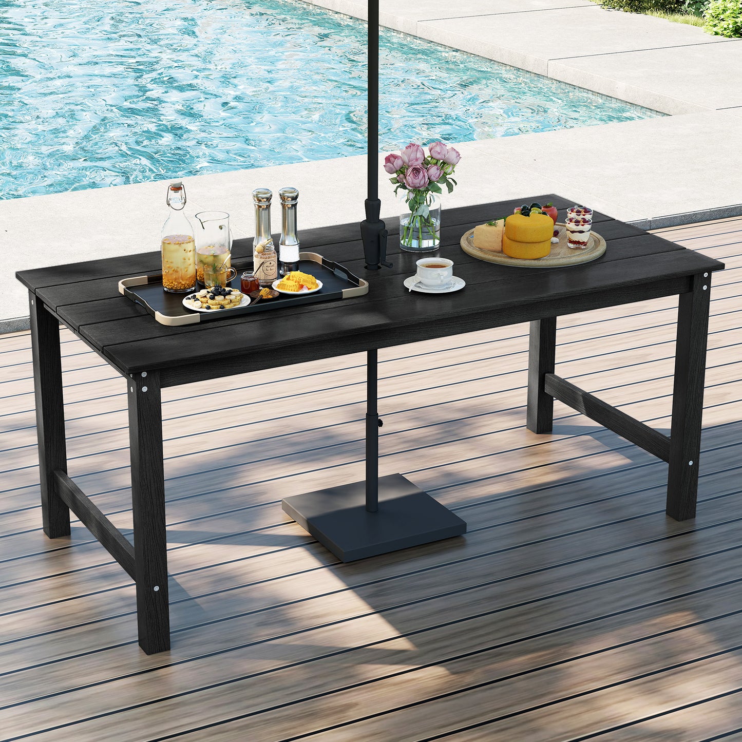 3 Piece Outdoor Dining Table Set, 2 Benches, Black Patio Dining Sets at Gallery Canada
