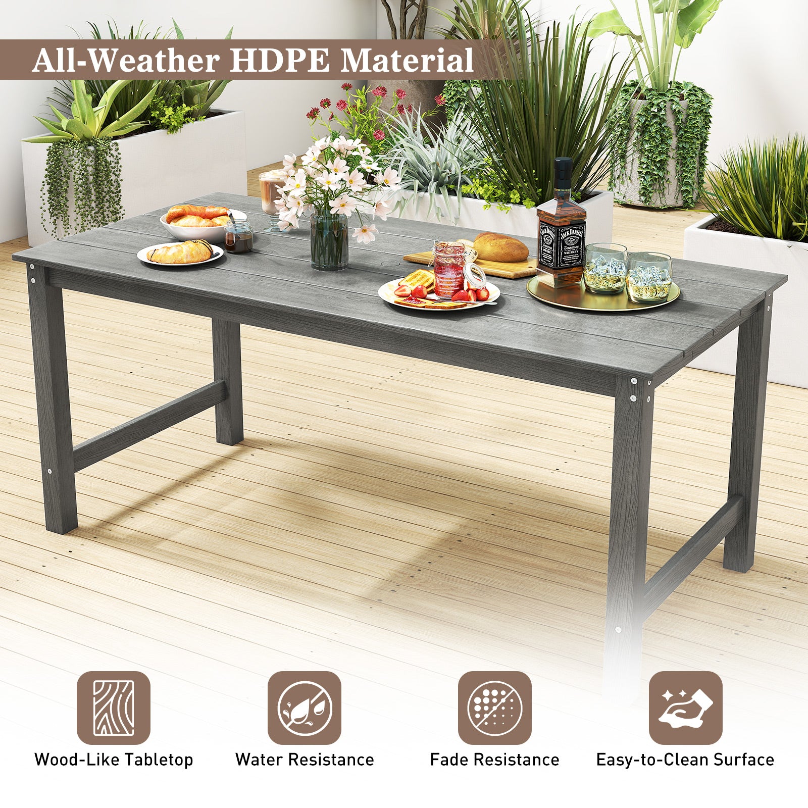 Outdoor Dining Table Set, 3 Pieces, 2 Benches, Gray Patio Dining Sets at Gallery Canada