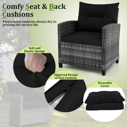3-Piece Outdoor Wicker Conversation Set, Tempered Glass Tabletop, Black Patio Conversation Sets at Gallery Canada