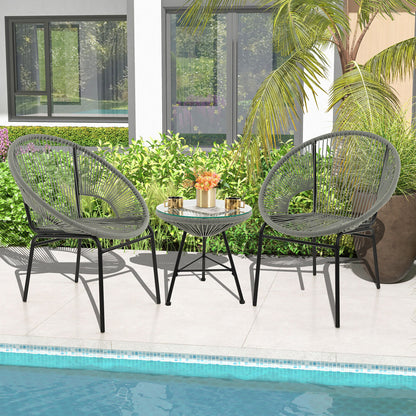 3 Piece Patio Acapulco Bistro Set, Glass Table, Gray Patio Conversation Sets at Gallery Canada