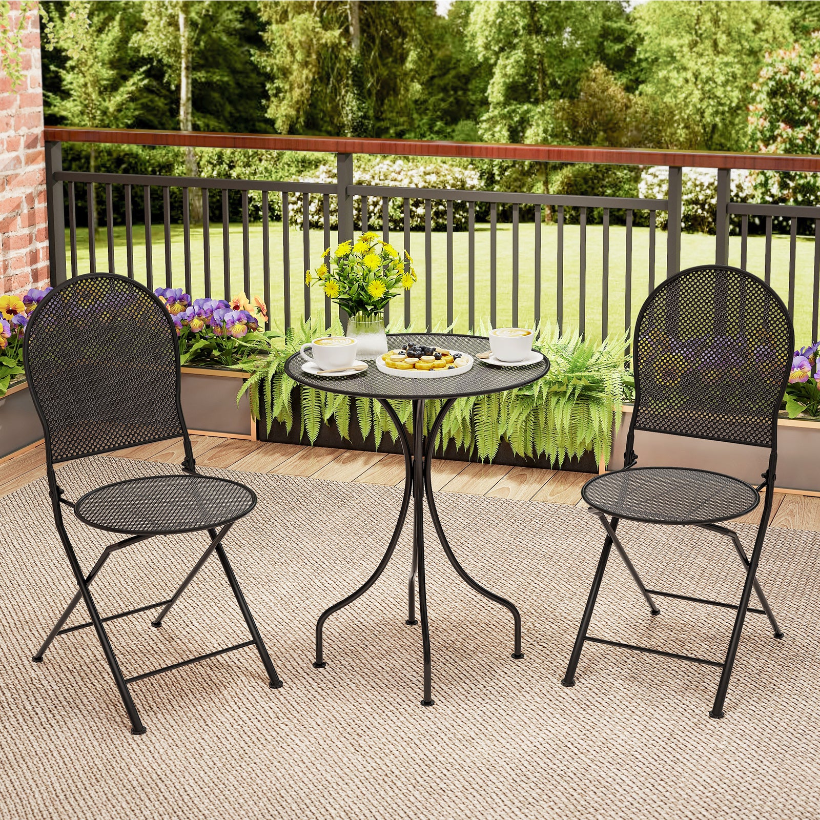 3 Piece Patio Bistro Set, Outdoor Conversation Furniture, Black Patio Conversation Sets at Gallery Canada