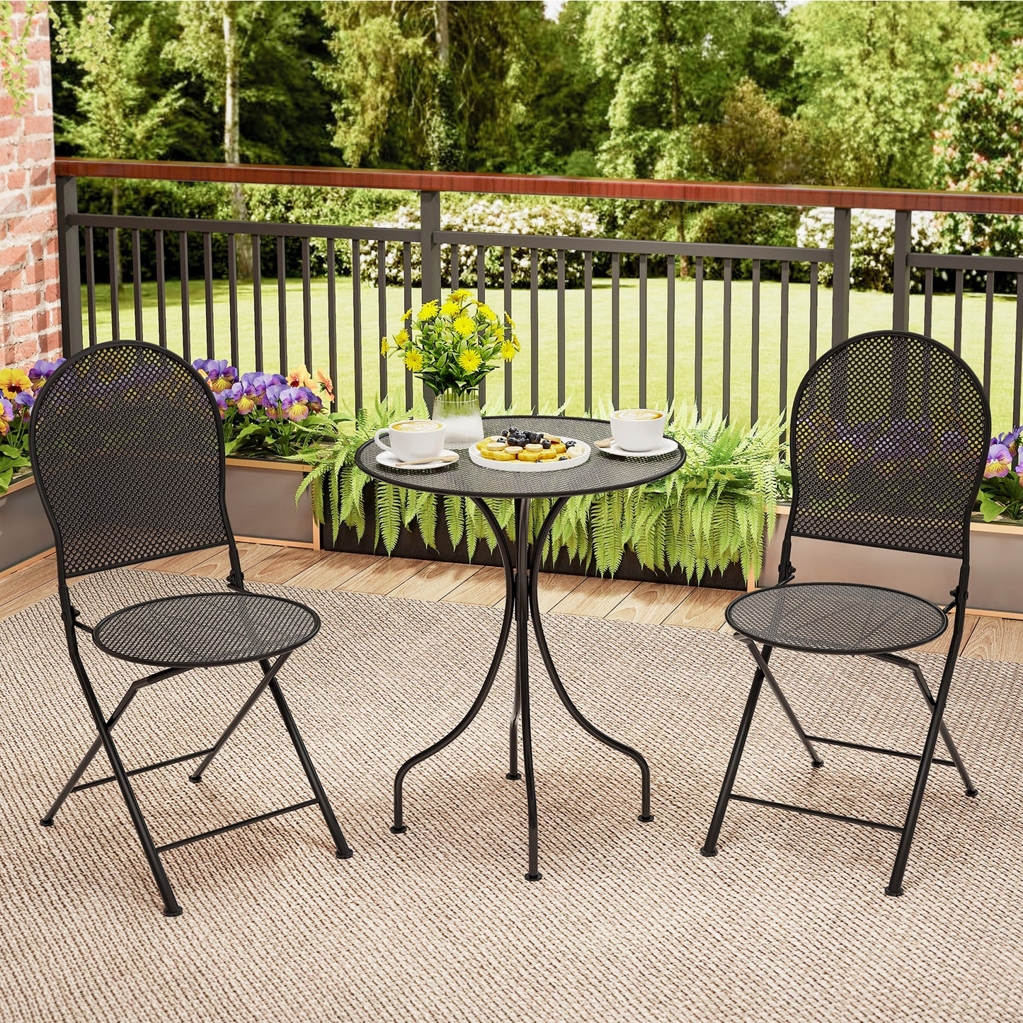 3 Piece Patio Bistro Set, Outdoor Conversation Furniture, Black Patio Conversation Sets at Gallery Canada