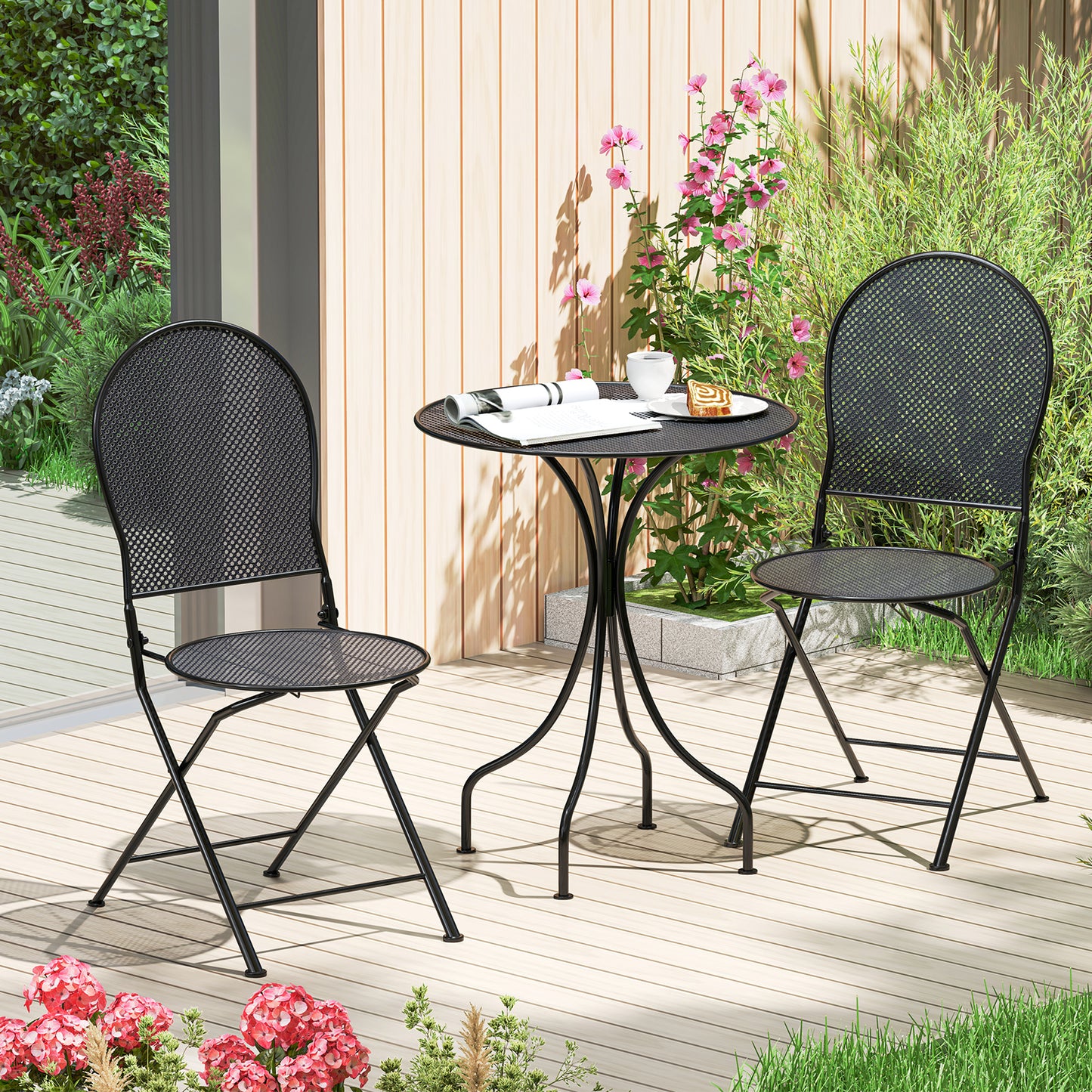 3 Piece Patio Bistro Set, Outdoor Conversation Furniture, Black Patio Conversation Sets at Gallery Canada