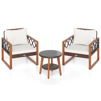 3 Piece Patio Set, Tempered Glass Table, Soft Cushions, Off White Patio Conversation Sets at Gallery Canada