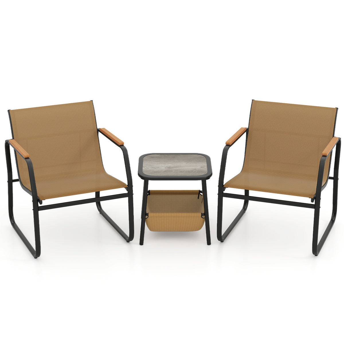 3 Piece Patio Furniture Set, Outdoor Bistro Conversation Set, Brown Patio Conversation Sets at Gallery Canada
