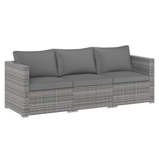 3 Pieces Patio Sectional Sofa Set PE Rattan Modular Couch Furniture Set with Soft Cushions, Gray Outdoor Sectionals Gray at Gallery Canada