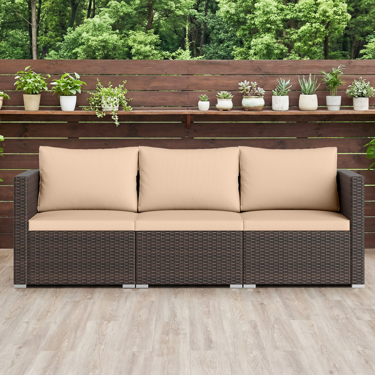 3-Piece Patio Sectional Sofa Set, Beige Outdoor Sectionals at Gallery Canada
