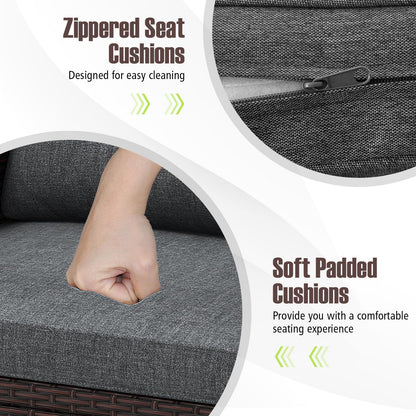 3 Piece Rattan Patio Furniture Set, Washable Cushion, Gray Patio Conversation Sets at Gallery Canada