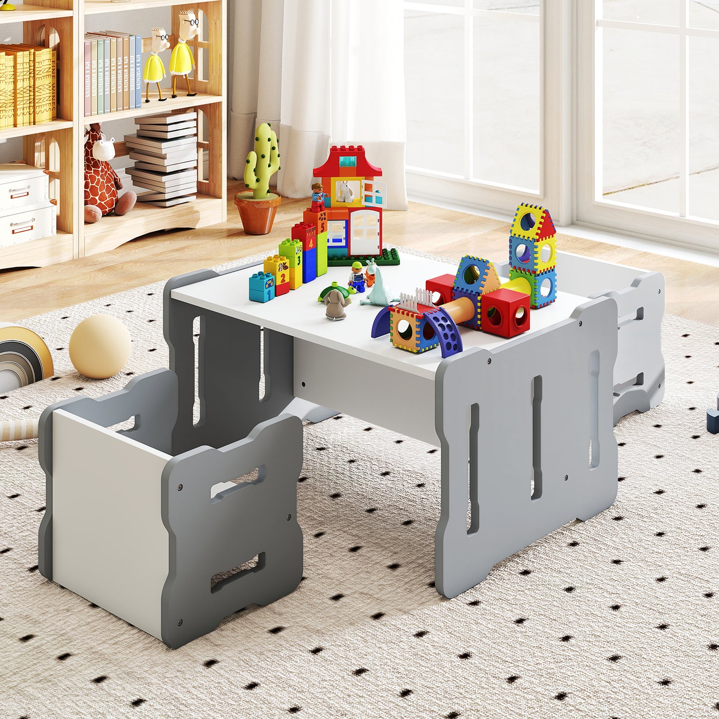 3-Piece Toddler Set With 2 Stools, Activity Table, Gray Kids Table & Chair Sets at Gallery Canada
