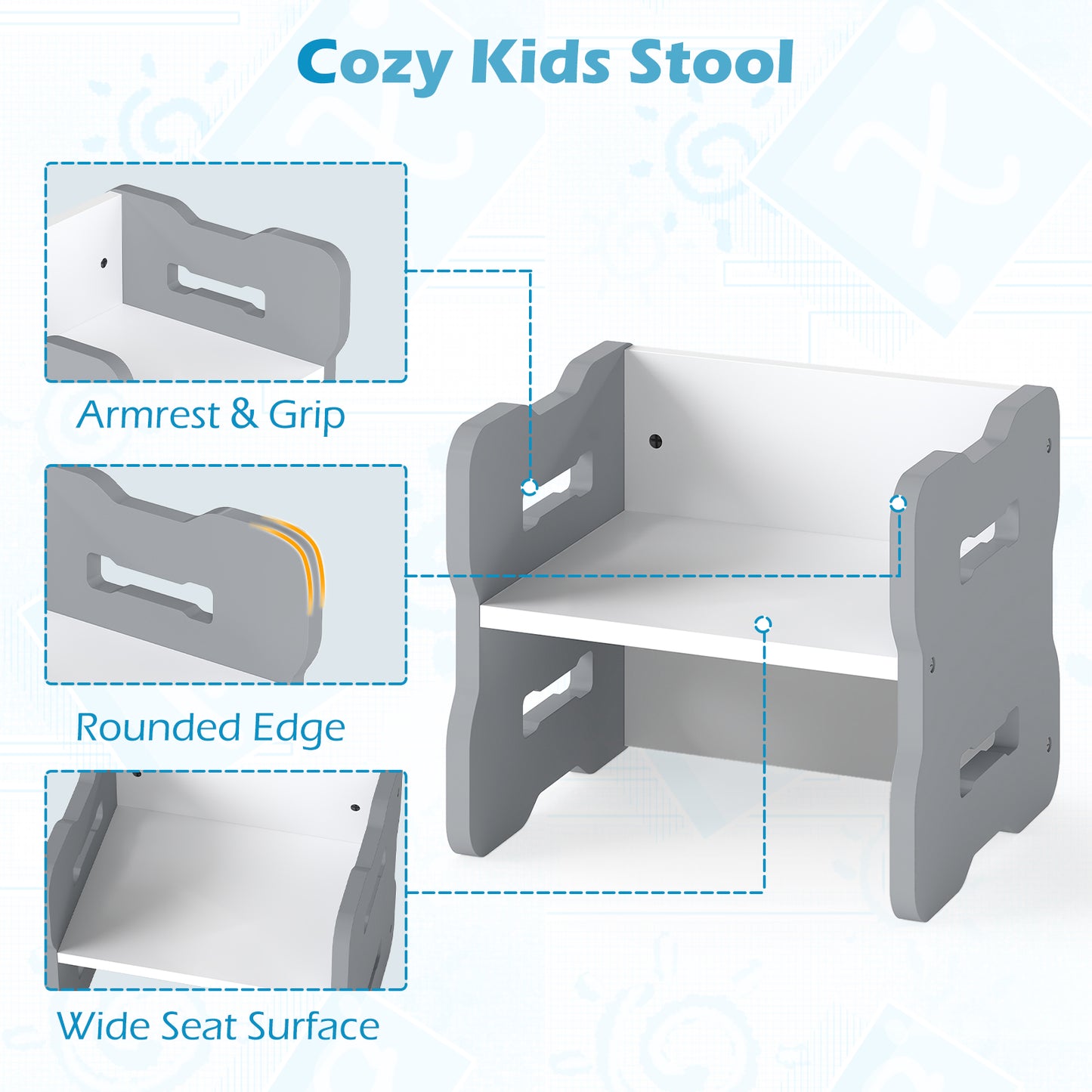 3-Piece Toddler Set With 2 Stools, Activity Table, Gray Kids Table & Chair Sets at Gallery Canada