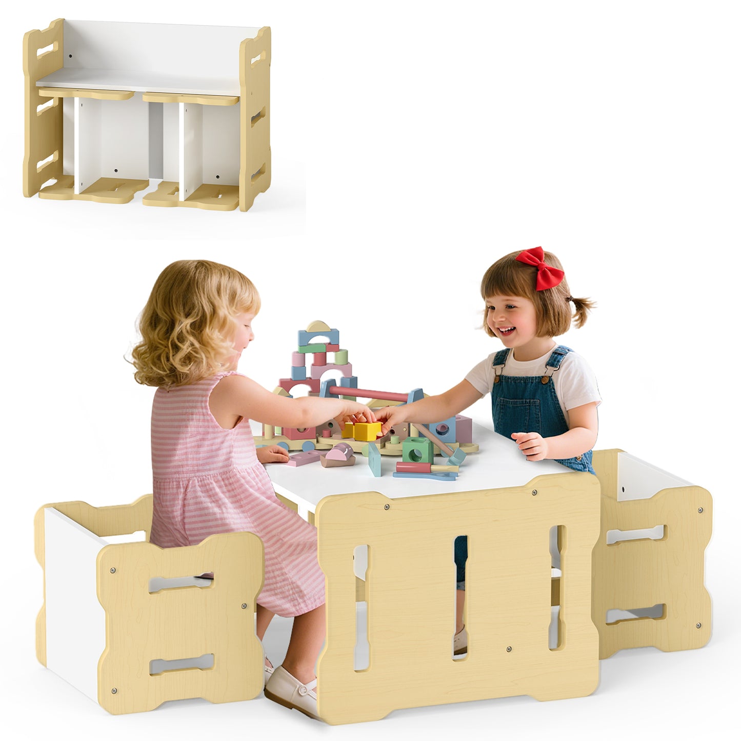 3-Piece Toddler Set, 2 Stools And Activity Table, Natural Kids Table & Chair Sets at Gallery Canada