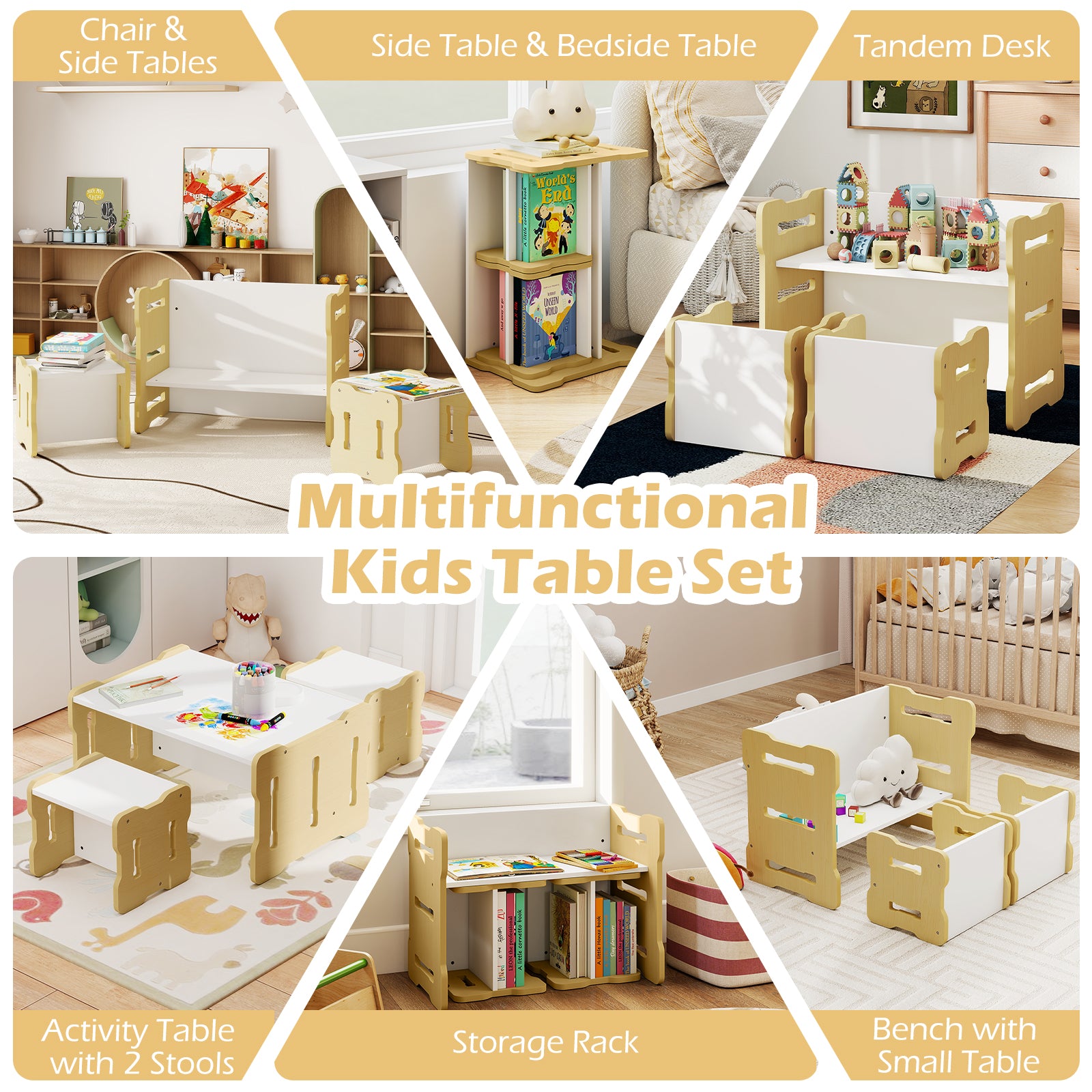 3-Piece Toddler Set, 2 Stools And Activity Table, Natural Kids Table & Chair Sets at Gallery Canada