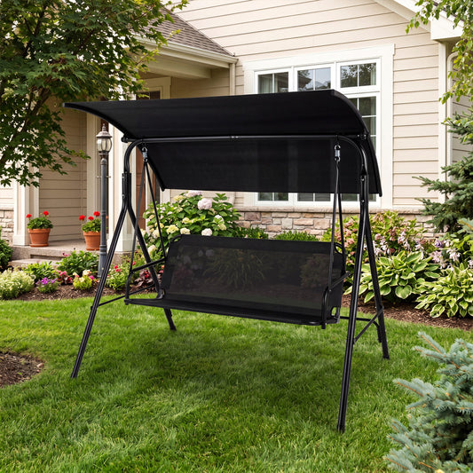 3-Seat Outdoor Patio Swing Chair, Beige Porch Swings Beige at Gallery Canada