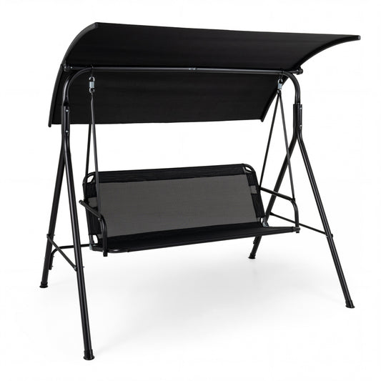 3-Seat Outdoor Patio Swing Chair, Black Porch Swings Black at Gallery Canada
