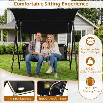 3-Seat Outdoor Patio Swing Chair, Black Porch Swings at Gallery Canada