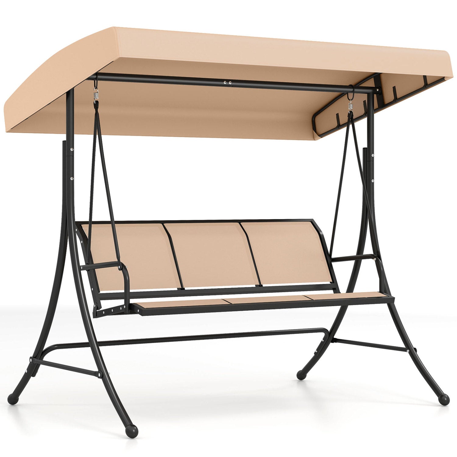 3-Seat Patio Swing Chair with Adjustable Canopy , Beige Porch Swings at Gallery Canada