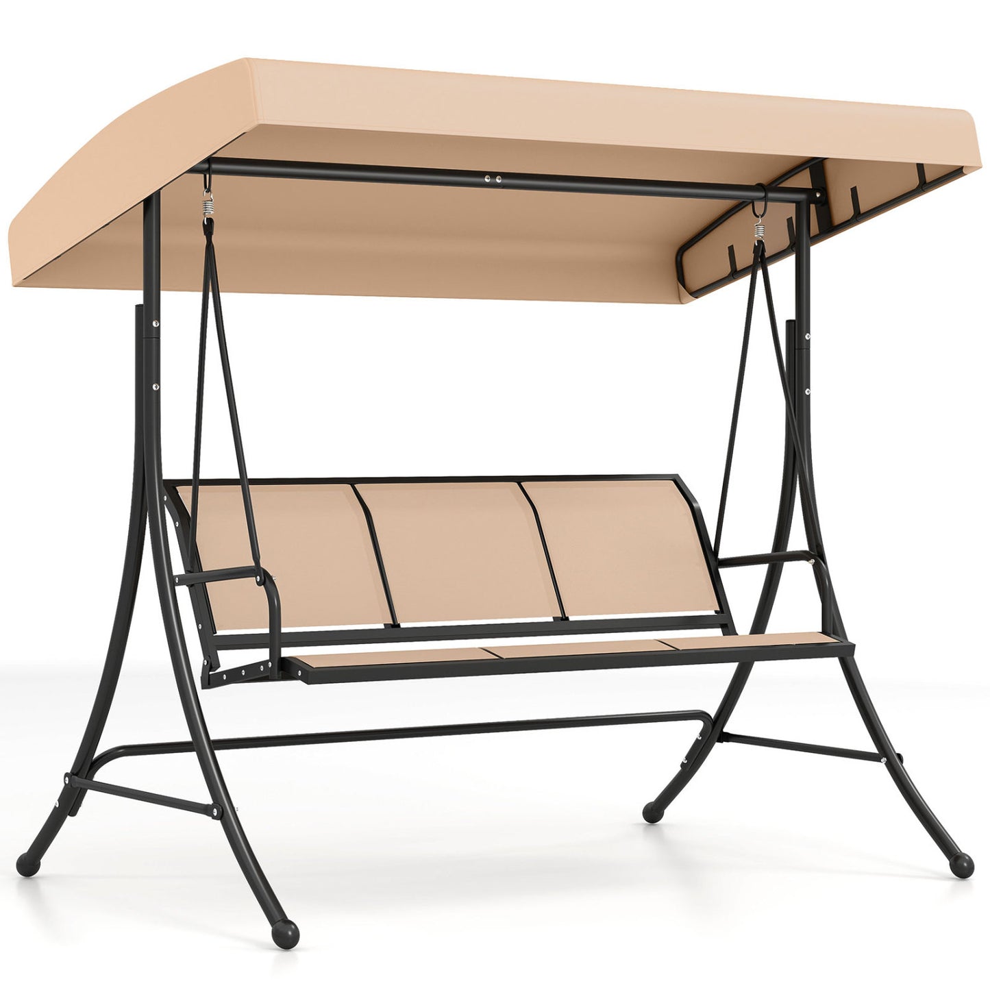 3-Seat Patio Swing Chair with Adjustable Canopy , Beige Porch Swings at Gallery Canada