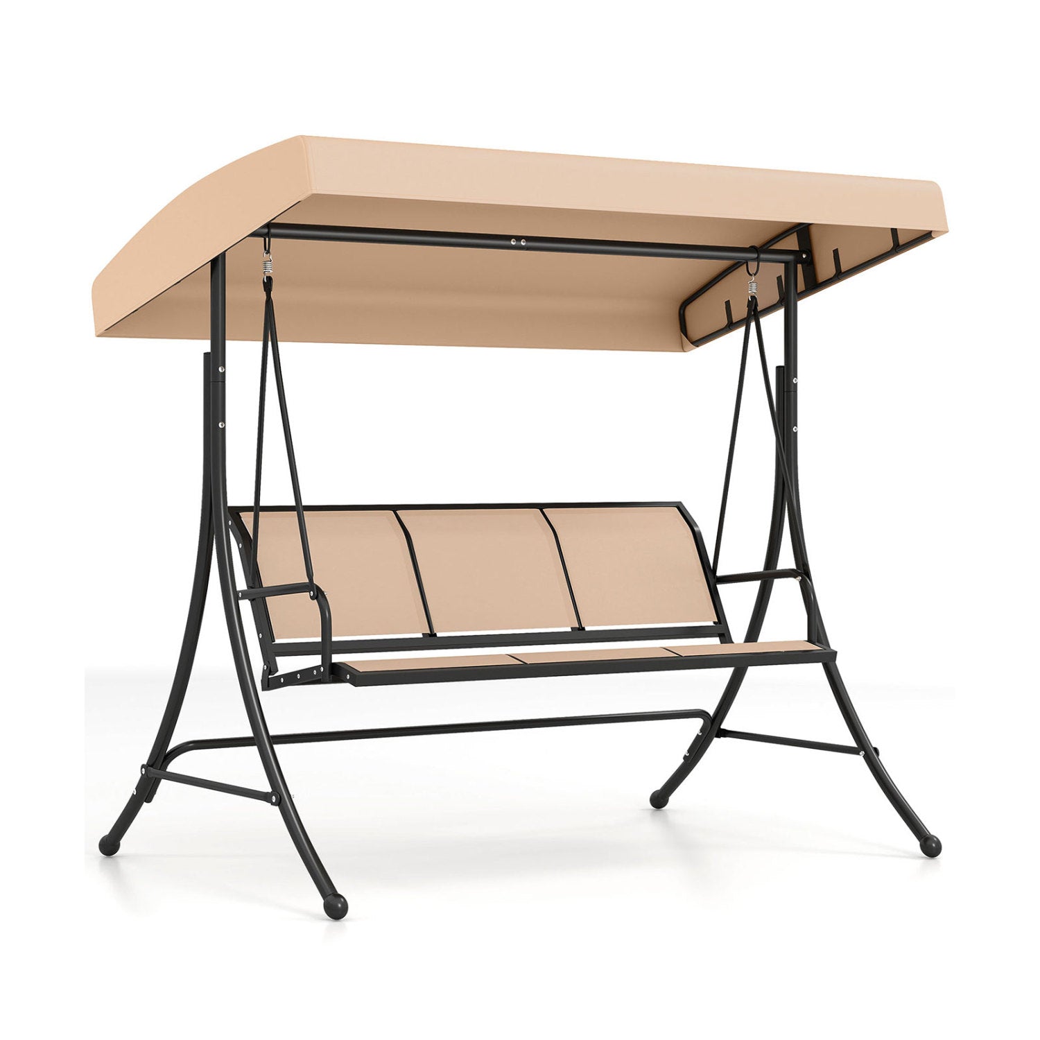 3-Seat Patio Swing Chair with Adjustable Canopy , Beige Porch Swings at Gallery Canada