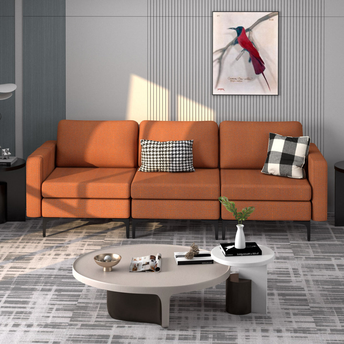 3-Seat Sectional Sofa With Armrest Pocket, Orange Sofas & Loveseats at Gallery Canada