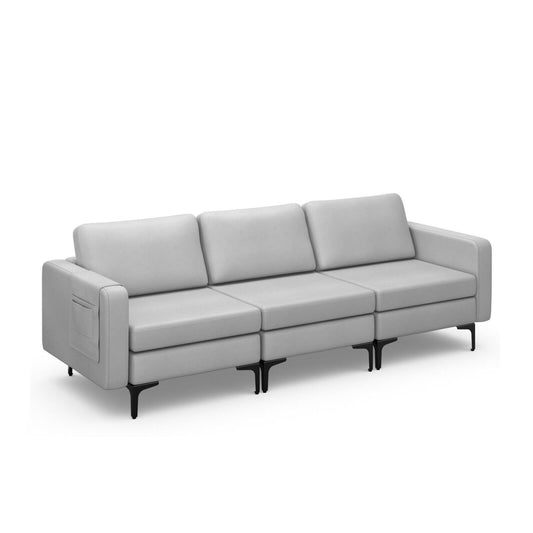 3-Seat Sectional Sofa, With Armrest Magazine Pocket, Light Gray Sofas & Loveseats Light Gray at Gallery Canada