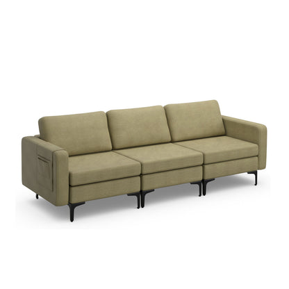 3-Seat Sectional Sofa, With Armrest Magazine Pocket, Metal Leg, Green Sofas & Loveseats Green at Gallery Canada