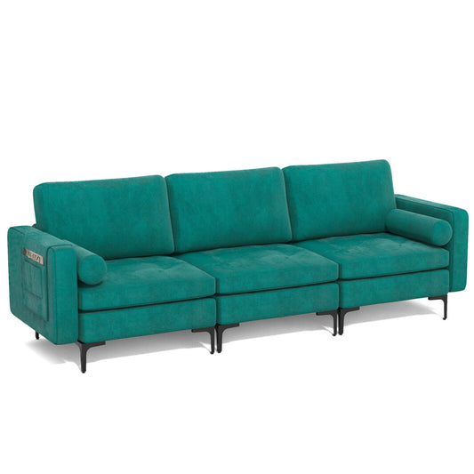 3-Seat Sectional Sofa, Side Storage Pocket, Metal Leg, Teal Sofas & Loveseats Teal at Gallery Canada