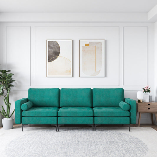 3-Seat Sectional Sofa, Side Storage Pocket, Metal Leg, Teal Sofas & Loveseats Teal at Gallery Canada